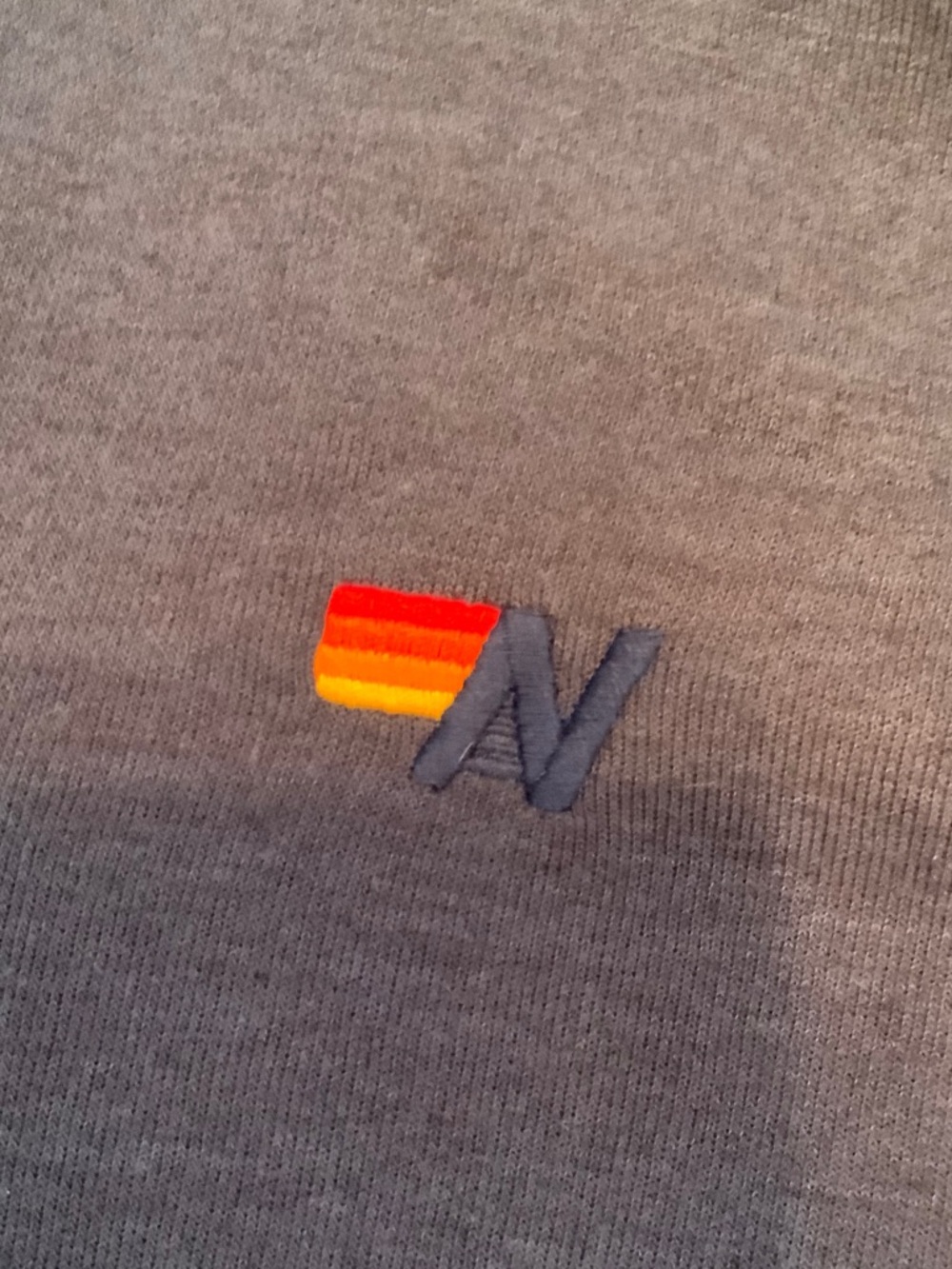 Rare AV Navy Hooded Pullover with Rainbow Trim XL Mens Or Womens Sweatshirt - Picture 2 of 4